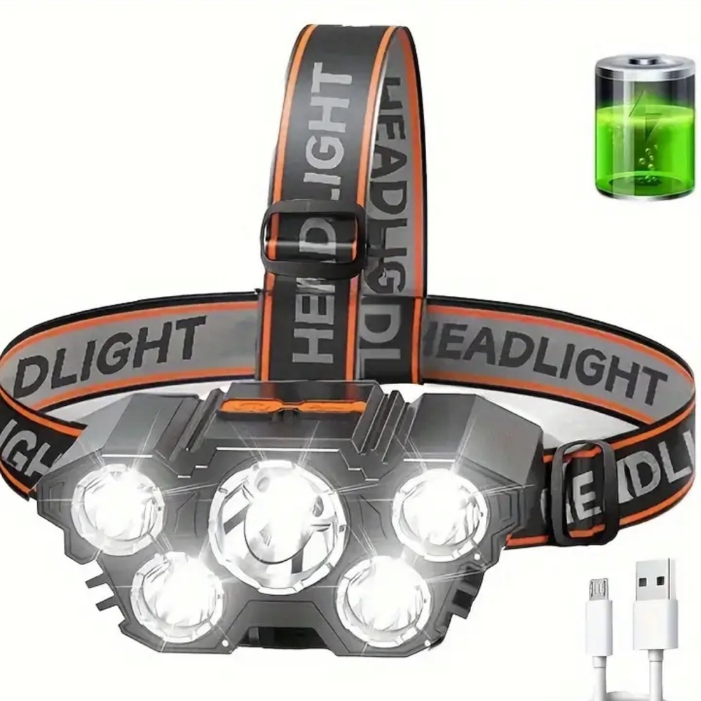 Rechargeable Headlight with USB and Adjustable Strap